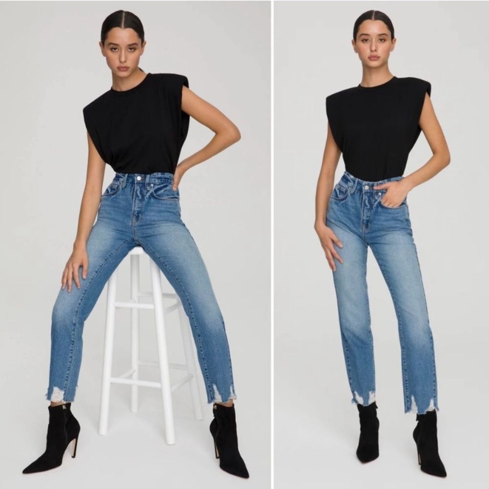 Good American good vintage jagged hem jeans